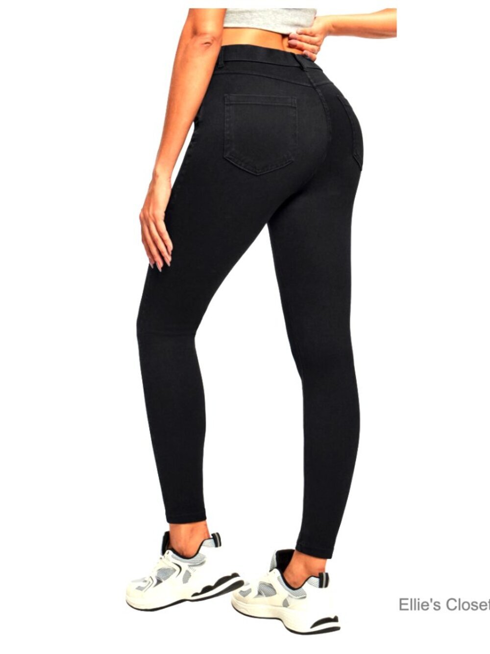 High Waisted Stretchy Skinny Jeans with Pockets Pull On Jeggings Tummy Control